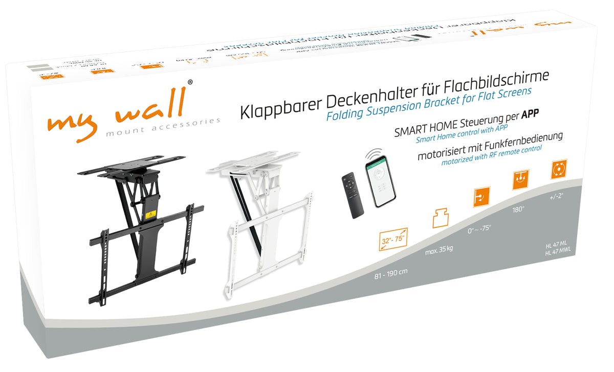my wall Motorisierter & klappbarer Deckenhalter für Flachbildschirme (HL 47 ML)