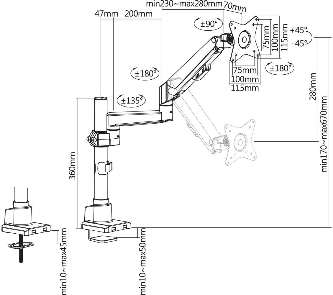 my wall Vollbeweglicher Tischhalter für Flachbildschirme (HL 51-1 L)