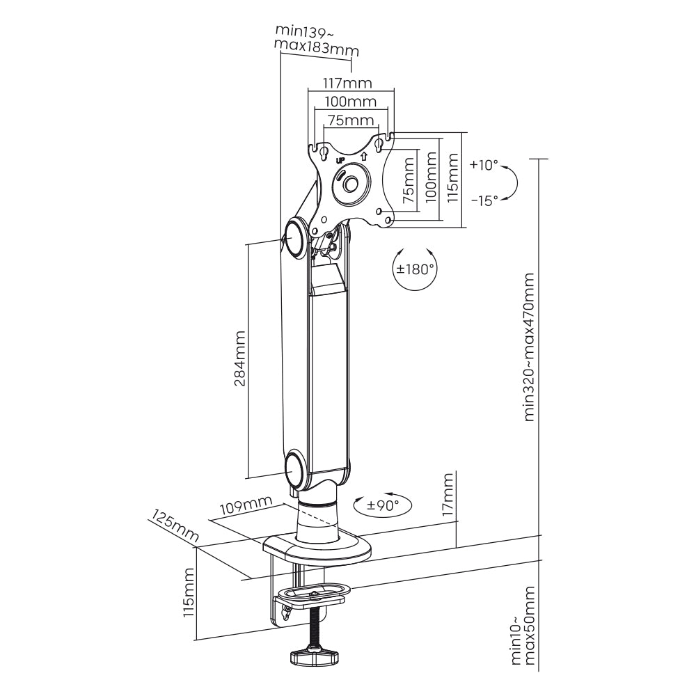 my wall Höhenverstellbarer Tischhalter für Flachbildschirme (HL 54 L)