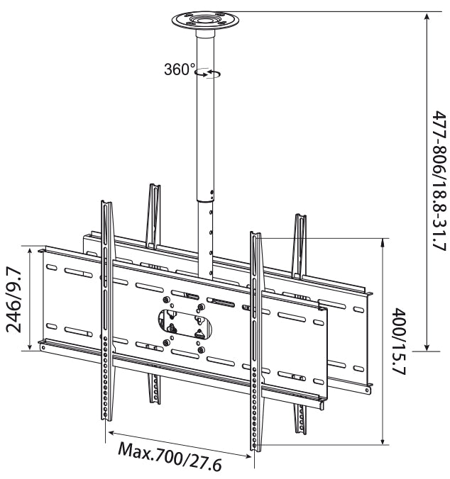 my wall Deckenhalter für 2xFlach-Bildschirme (HP 4 L)