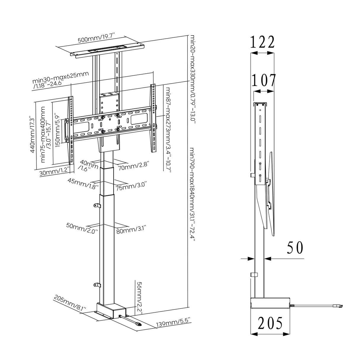 my wall Elektrischer TV Lift mit Sprachsteuerung (HP 63-2 AL)