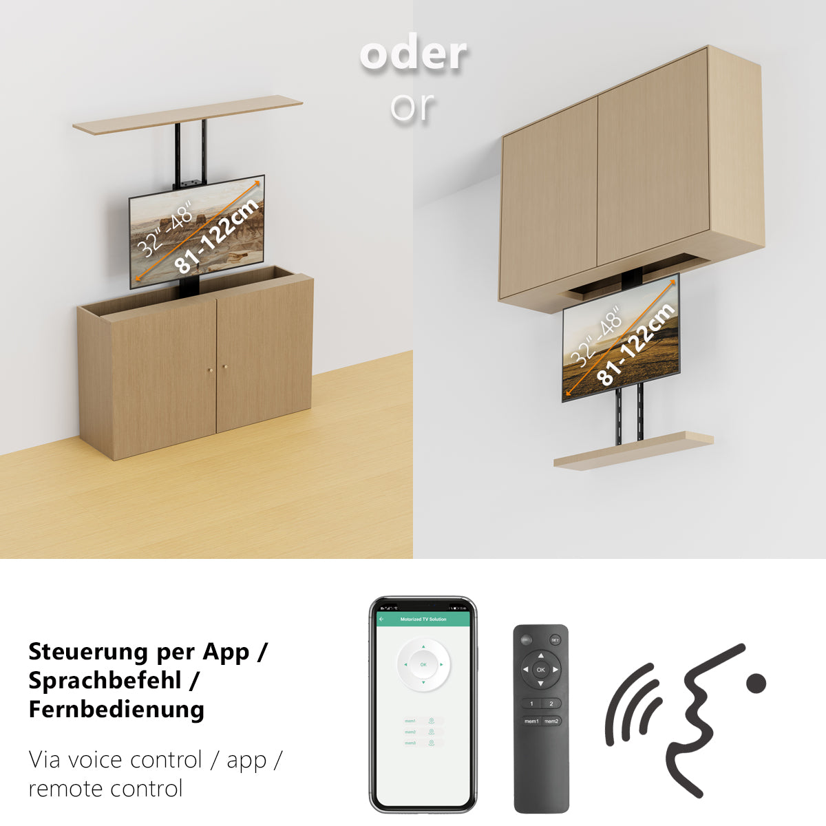my wall Elektrischer TV Lift zum Hochfahren und Herunterlassen (HP 66-1 L)