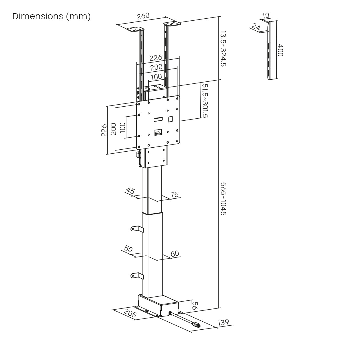 my wall Elektrischer TV Lift zum Hochfahren und Herunterlassen (HP 66 L)