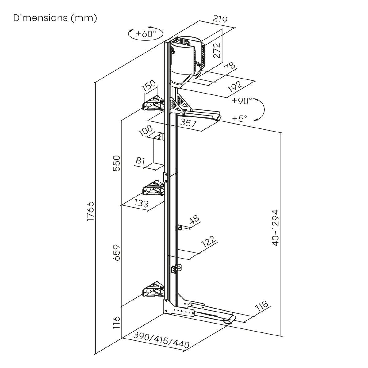 my wall EasyLift vertikale Fahrrad Wandhalterung schwenkbar (HR 17 L)