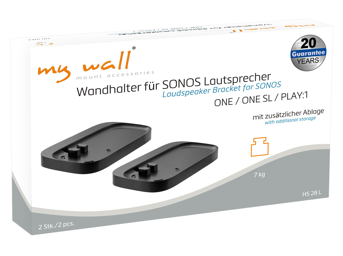 my wall 2 Wandhalter für SONOS Lautsprecher ONE / ONE SL / PLAY:1 (HS 28 L)
