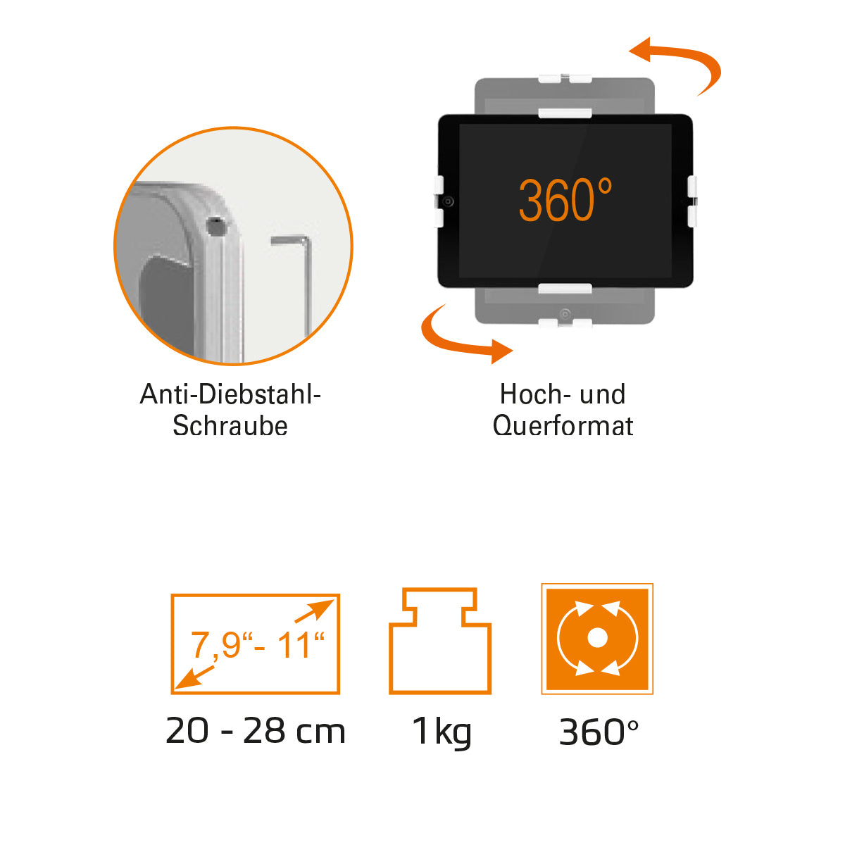 my wall Wandhalter für Tablets mit Diebstahlschutz (HT 37 L)