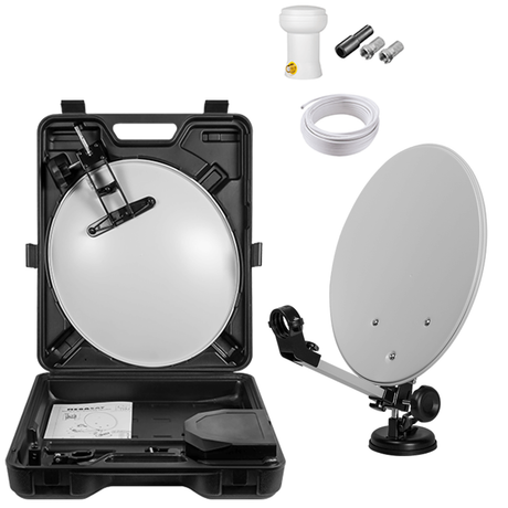 Camping SAT Anlage 35 cm Spiegel mit Single LNB und Transportkoffer – RedStar24